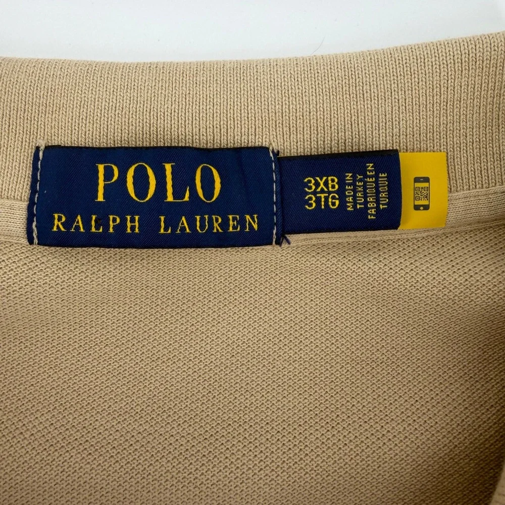 Polo Ralph Lauren Polo Shirt Mens 3XB Tan Khaki Short Sleeve Pique Pony Logo